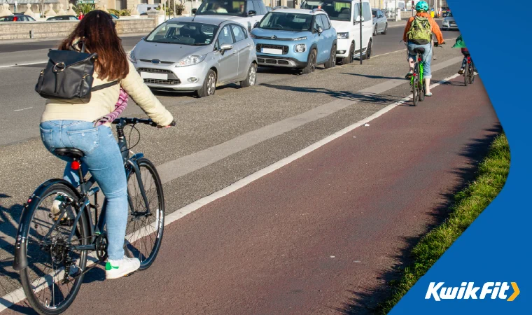 red way in use by bicycles